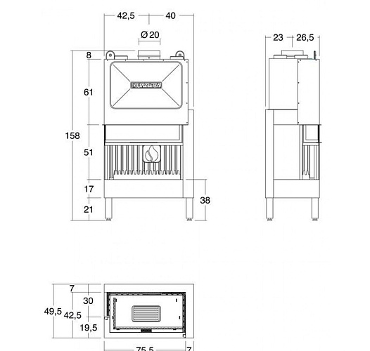 Каминная топка Piazzetta ht 810 sx_1