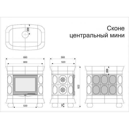 Сконе центральный. белая керамика_1